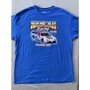 NASCAR Mens XL T-Shirt Blue Daytona 500 Racing Graphic Short Sleeve Tee
